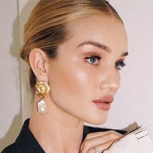 Rosie HW Gold Pearl Coin Handmade Earrings